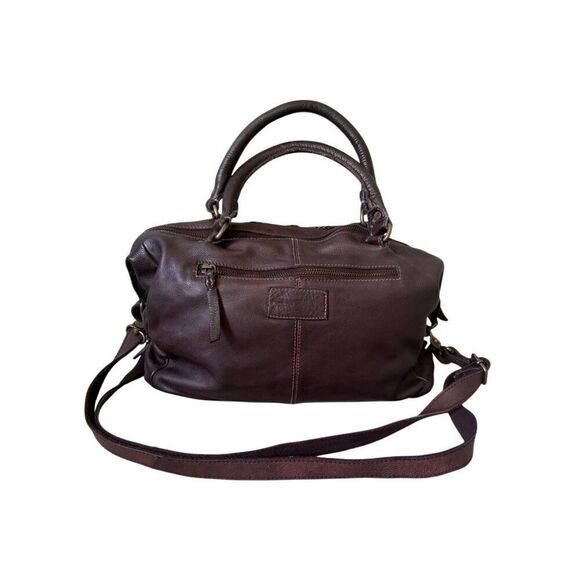 Old Trend Genuine Leather Purse Bag Brown Embroidered Shoulder Top Handles Boho - Picture 2 of 16